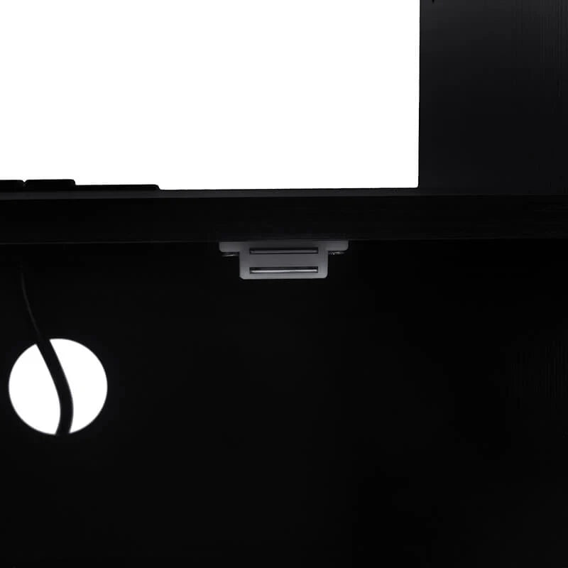 Black Brown Wood and Metal Nightstand with Built-In Power Socket