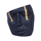 10.5" Blue Face Sculpture Ceramic Vase with Gold Accent