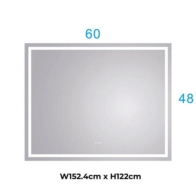 Frameless LED Wall Mirror with Anti-Fog and Adjustable Light