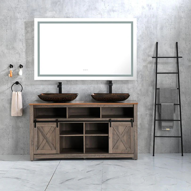 Frameless LED Wall Mirror with Anti-Fog and Adjustable Light