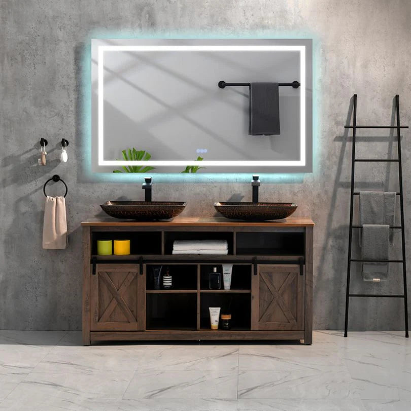 Frameless LED Wall Mirror with Anti-Fog and Adjustable Light