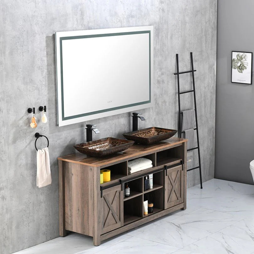 Frameless LED Wall Mirror with Anti-Fog and Adjustable Light