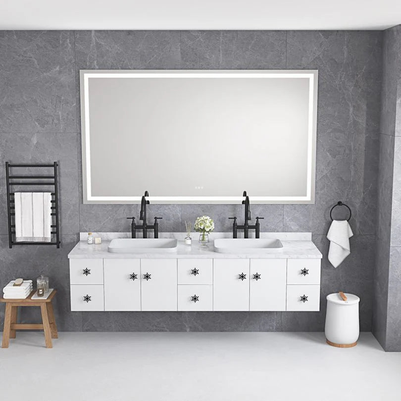 Frameless LED Wall Mirror with Anti-Fog and Adjustable Light
