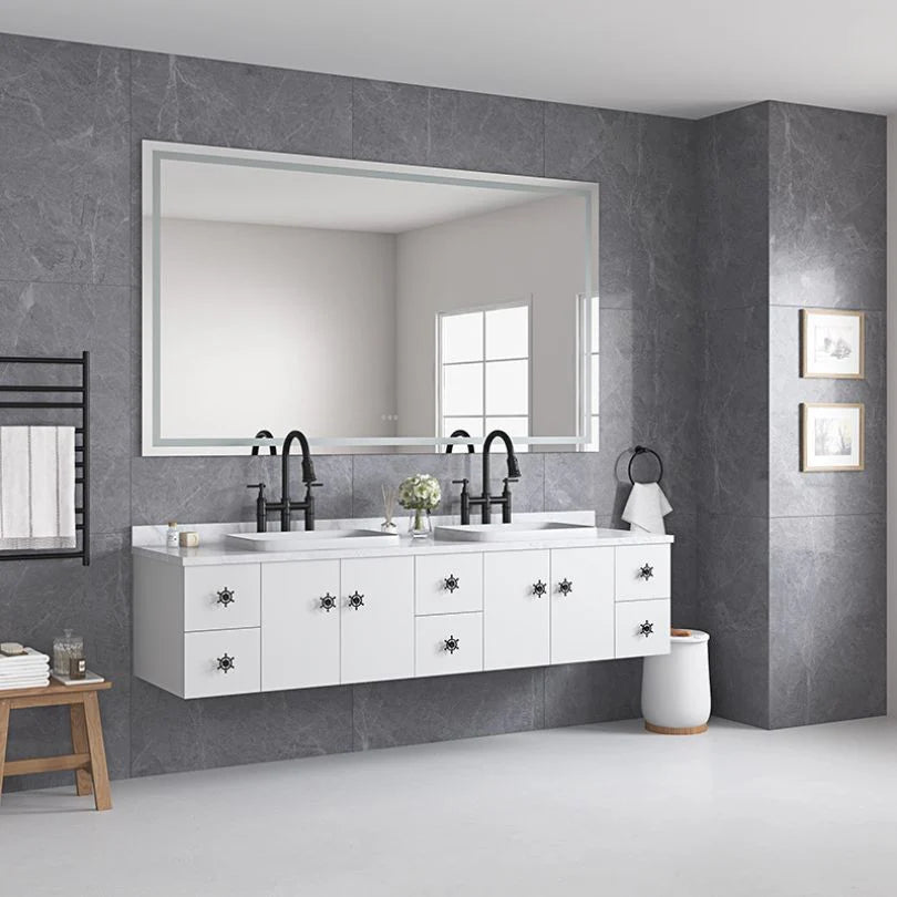 Frameless LED Wall Mirror with Anti-Fog and Adjustable Light