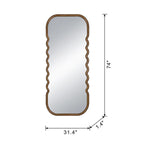 74" Brown Wood Wavy Full-Length Freestanding Floor Mirror