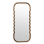 74" Brown Wood Wavy Full-Length Freestanding Floor Mirror