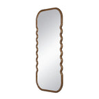 74" Brown Wood Wavy Full-Length Freestanding Floor Mirror