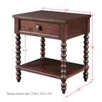 Morocco Brown Wood Nightstand with Turned Legs and Single Drawer