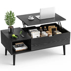 Black Lift Top Coffee Table with Hidden Storage - Elirian