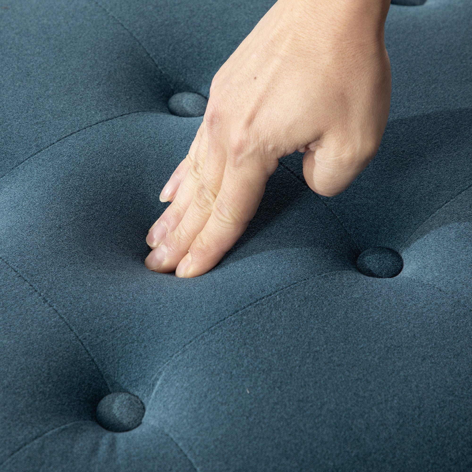 Round Storage Ottoman with Reversible Lid, Blue Fleece - Elirian