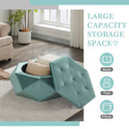 Velvet Diamond Tufted Storage Ottoman in Green - Elirian