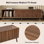 Walnut Mid-Century Modern TV Stand with Solid Wood Legs - Elirian