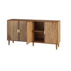 62.6-Inch Walnut Sideboard with Grooved 4-Door Storage - Elirian