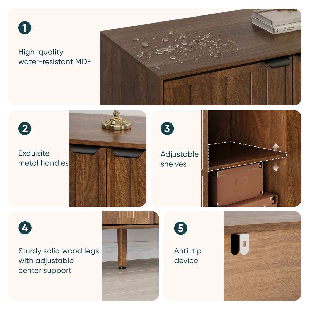 Walnut Mid-Century Sideboard with Paperclip Doors - Elirian