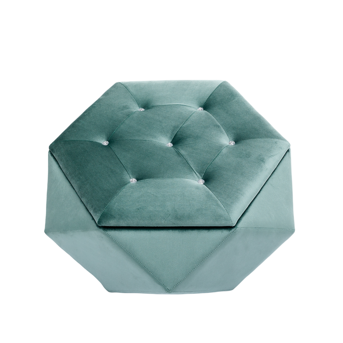 Velvet Diamond Tufted Storage Ottoman in Green - Elirian