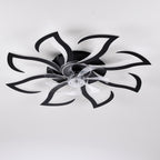 Black Flower Flush Mount Ceiling Fan with Dimmable LED Light and Remote, 32-Inch - Elirian