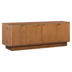 Fluted Coffee Table & TV Console Set in Warm Brown - Elirian