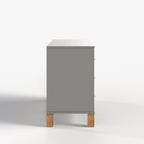 Gray 6-Drawer Double Dresser with Metal Handles and Solid Wood Legs - Elirian