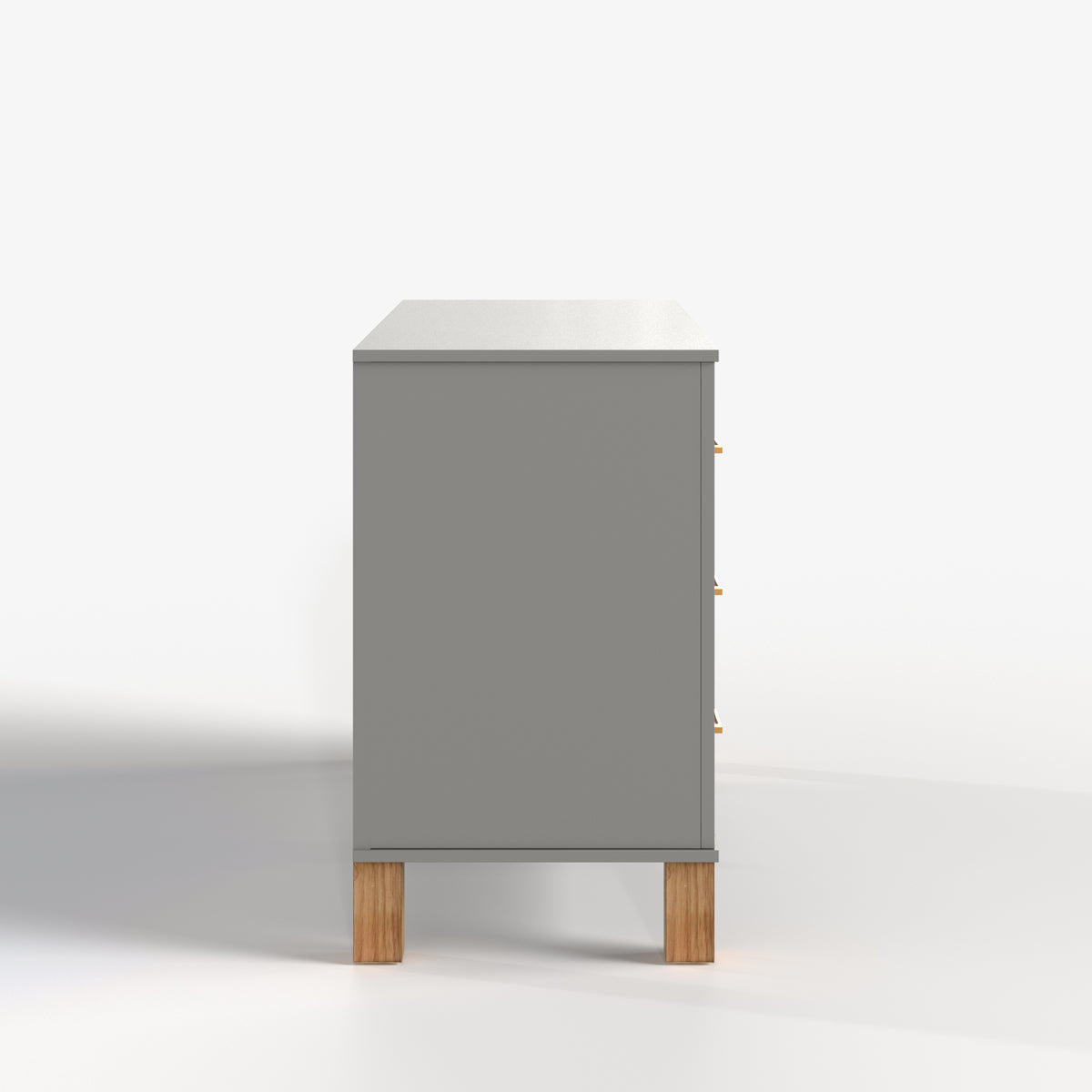 Gray 6-Drawer Double Dresser with Metal Handles and Solid Wood Legs - Elirian