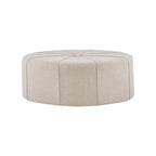 Cream Oval Tufted Cocktail Ottoman, 48" - Elirian