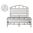 Queen Size White Velvet Upholstered Bed Frame with Headboard and Footboard
