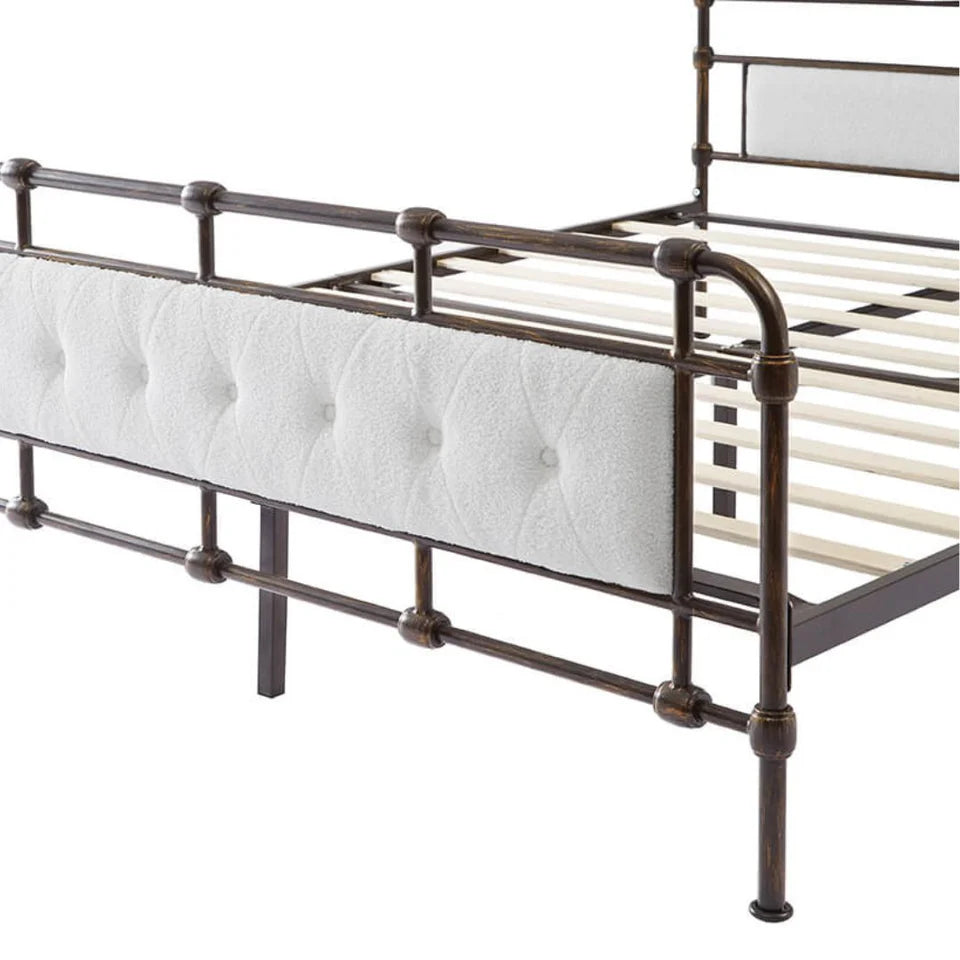 Queen Size White Velvet Upholstered Bed Frame with Headboard and Footboard