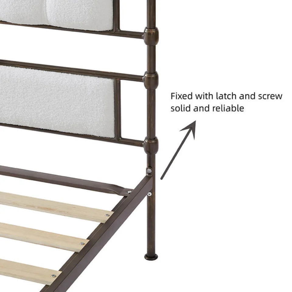 Queen Size White Velvet Upholstered Bed Frame with Headboard and Footboard