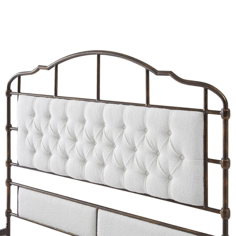 Queen Size White Velvet Upholstered Bed Frame with Headboard and Footboard