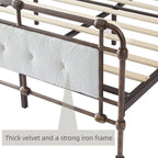 Queen Size White Velvet Upholstered Bed Frame with Headboard and Footboard