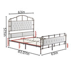 Queen Size White Velvet Upholstered Bed Frame with Headboard and Footboard