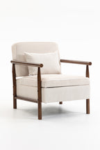 Mid Century Corduroy Storage Accent Chair with Solid Wood Frame - Elirian