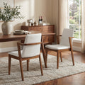 Mid-Century Modern Dining Armchairs, Beige & Walnut (Set of 2) - Elirian