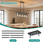 5-Light White Farmhouse Linear Chandelier for Dining Room and Kitchen Island - Elirian