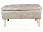 Velvet Storage Ottoman Bench with Built-in Tray, Grey - Elirian