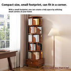 Rotating Corner Bookshelf, 6-Tier Walnut Brown Spinning Bookcase - Elirian