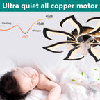 Black Flower Flush Mount Ceiling Fan with Dimmable LED Light and Remote, 32-Inch - Elirian