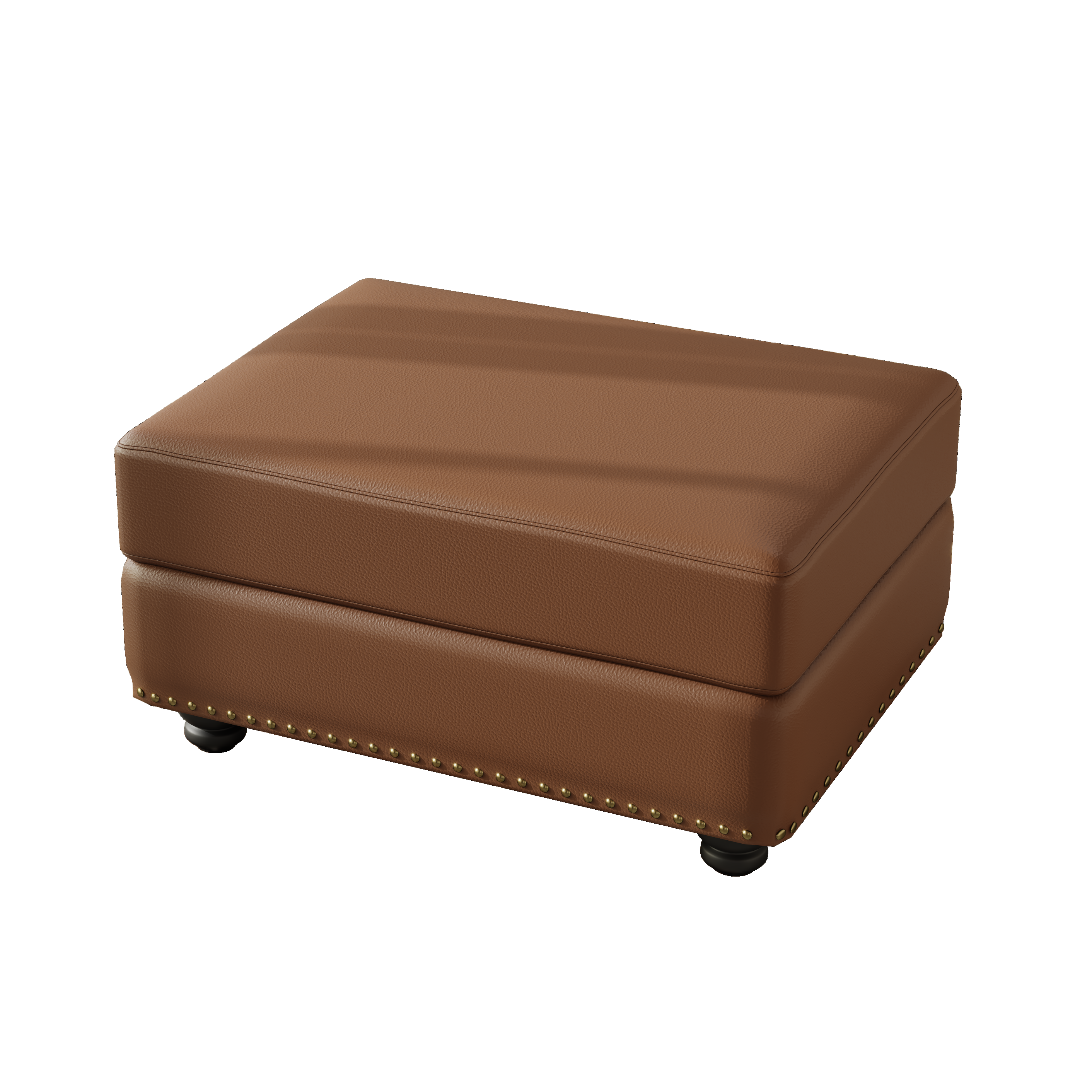 Faux Leather Modular Ottoman in Warm Brown - Elirian