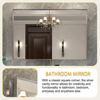 48x30 Silver Beveled Bathroom Wall-Mounted Mirror with Aluminum Frame