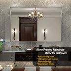 48x30 Silver Beveled Bathroom Wall-Mounted Mirror with Aluminum Frame