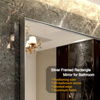 48x30 Silver Beveled Bathroom Wall-Mounted Mirror with Aluminum Frame