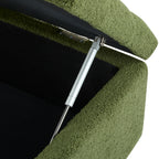 Green Bouclé Storage Ottoman Bench with Rubber Wood Legs - Elirian