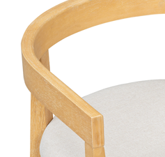 Curved Back Upholstered Dining Chairs with Solid Wood Frame, Set of 2 (Natural) - Elirian