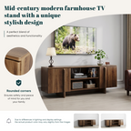 Mid-Century Walnut TV Stand with Double Doors and Open Shelving - Elirian
