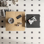 Nesting Coffee Table Set with Fluted Pedestal, Natural Wood & Black - Elirian