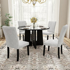 5-Piece Round Dining Set with Upholstered Chairs, 43-Inch Table - Elirian