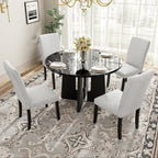 5-Piece Round Dining Set with Upholstered Chairs, 43-Inch Table - Elirian