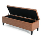 Cognac Brown Button Tufted Storage Ottoman in Faux Leather - Elirian