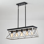 5-Light White Farmhouse Linear Chandelier for Dining Room and Kitchen Island - Elirian