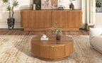 Fluted Coffee Table & TV Console Set in Warm Brown - Elirian