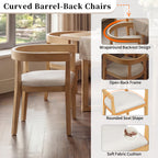 Curved Back Upholstered Dining Chairs with Solid Wood Frame, Set of 4 (Natural) - Elirian